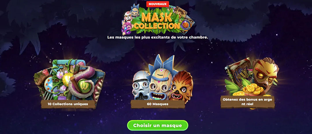 collection de masques wazamba casino