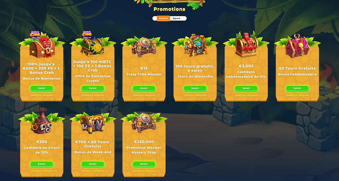 les promotions wazamba casino